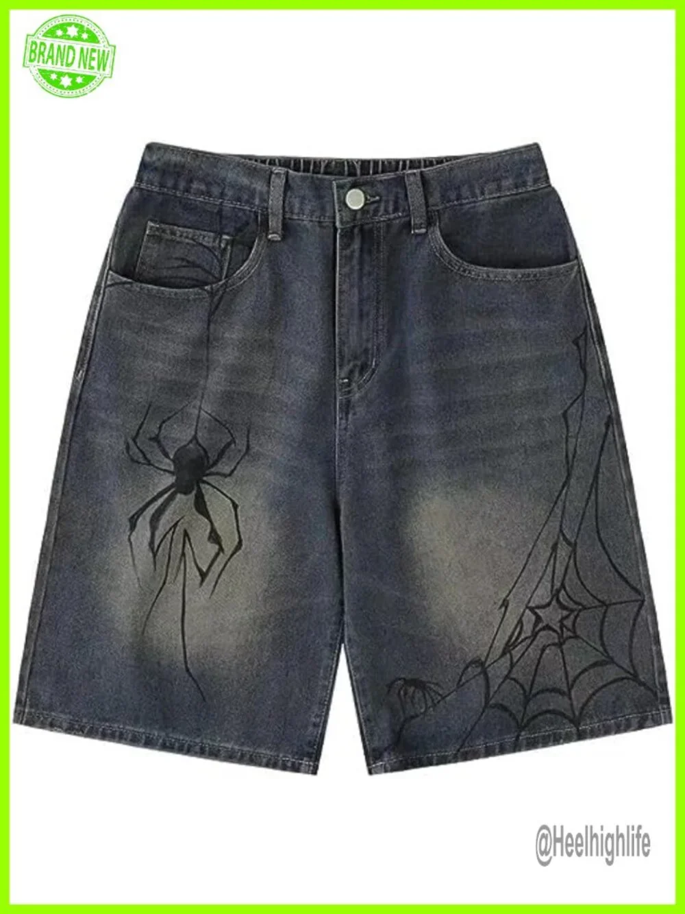 Baggy Vintage Acid Wash Jean Shorts Wide Leg Y2K Grunge Streetwear